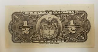 Colombia 1/2 pesos 1948 banknote GEM UNC VERY RARE GRADE 2