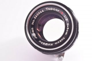 Rare Tokyo Kogaku Topcor - S Lens 50mm/f2 Leica 39mm Lmt Screw Mount 540964