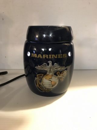 Scentsy Retired/rare Usmc Us Marine Corps Tall Blue Warmer Complete