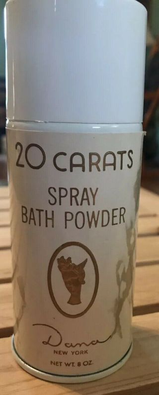 Rare Dana 20 Carats Spray Bath Powder Collectible Vanity 8oz Canister,  Nos