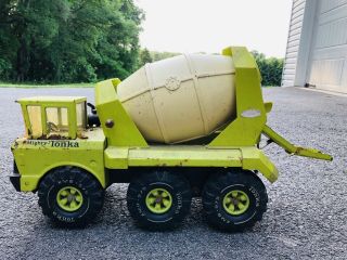 Rare Heavy,  1970’s Vintage Steel Mighty Tonka Cement Mixer Truck Lime Green