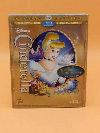Disney Cinderella Diamond Edition Blu Ray And Dvd 3 Disc Rare Oop Slipcover