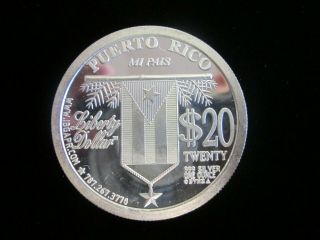 2007 Norfed ☆puerto Rico☆mi Pais - $20 1oz.  999 Fine Silver Very Rare Coin