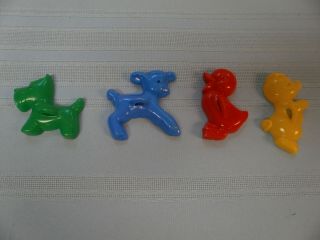 Transogram Cookie Cutters Set Of 4 Rare Blue Lamb,  Duck,  Pig,  Red Scottie Dog