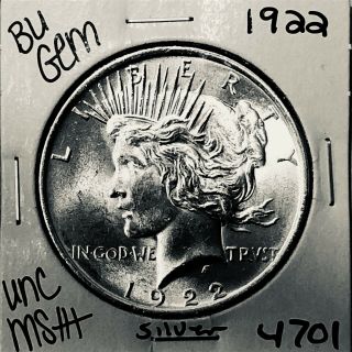 1922 P Bu Gem Peace Silver Dollar Unc Ms,  U.  S.  Rare Coin 4701