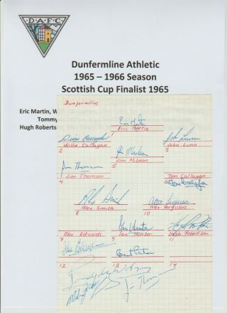 Dunfermline Athletic 1965 - 1966 Rare Autograph Book Page 15 X Signatures