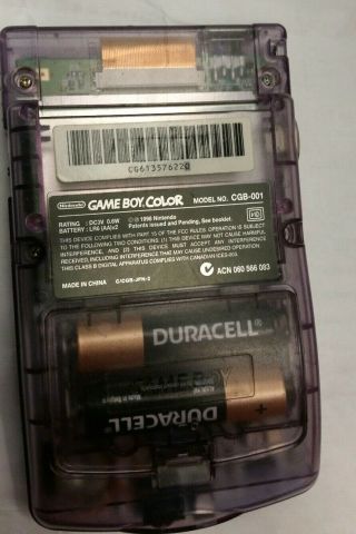Nintendo Game Boy Color Atomic Purple Handheld System rare 7