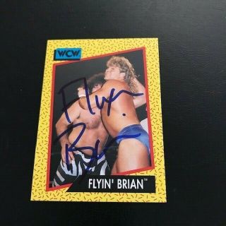 Flyin Brian Pillman Signed Autographed Rare 1991 Wcw Impel Card Wwe 60