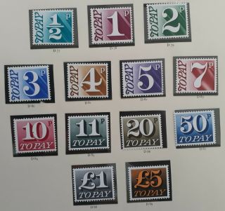 Rare 1982 - Great Britain Full Set Of 12 Postage Due Stamps Muh