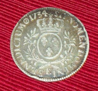 1734 Ecu France Benedictum Ruler Louis Xv.  917 Silver 41mm Large Coin Rare