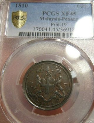 1810 Malaysia Penang Prid - 19 1/2 Cent Pcgs Xf45 Rare