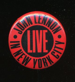 John Lennon Live In York City Rare Promo Button 