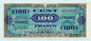 France 100 Francs 1944 P123d Vf,  W/rare Block No.  9