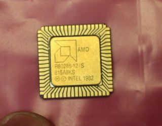 R80286 - 12/s Amd Vintage Rare Plcc Cpu Gold 80286 Collectible