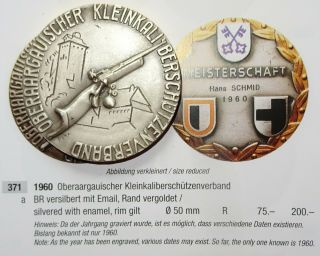 Switzerland Shooting Medal,  Bern,  Br Silvered,  Gilt Rim,  R - 371a,  Rare (r) [0402]