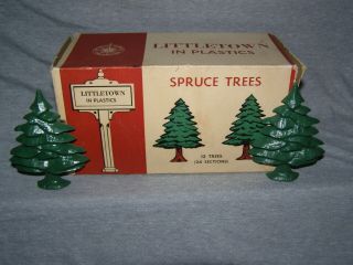 Rare Dealer Box Of Littletown / Plasticville Set 315 Spruce Trees