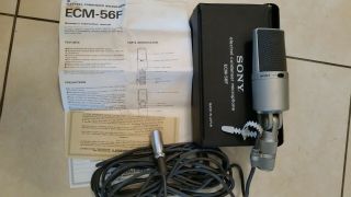 Rare Sony Ecm - 56f Electret Condenser Microphone W/ Carrying Case