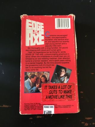 Edge Of The Axe VHS - Rare 2