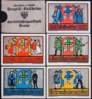 Goslar 1922 " Millenial Anniversary " Complete W/rare Envelope German Notgeld Set