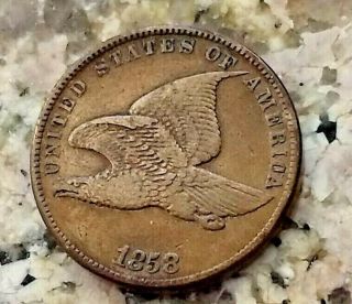 Rare 1858 Flying Eagle Indian Head Penny Very Fine Details,  Date And Color N/r