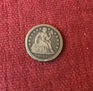 Very Rare 1857 U.  S.  Dime Coin
