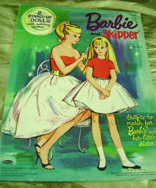 Vtg Paper Dolls 1964 Barbie Skipper Whitman 1960s Folder Rare Set