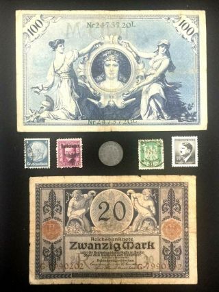 Rare Ww2 German 10 Reichspfennig Coin Stamps German Bills Historical Artifacts