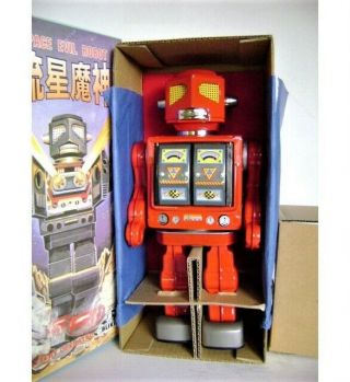 Rare Space Evil Red Robot Metal House Japan Mib