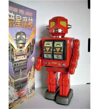 RARE SPACE EVIL RED ROBOT METAL HOUSE JAPAN MIB 2