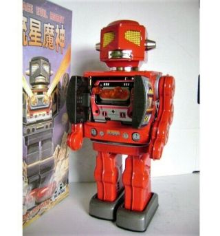 RARE SPACE EVIL RED ROBOT METAL HOUSE JAPAN MIB 5