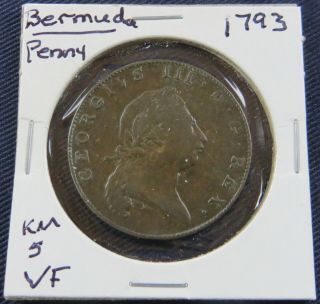 1793 Bermuda Penny,  Rare Copper Coin