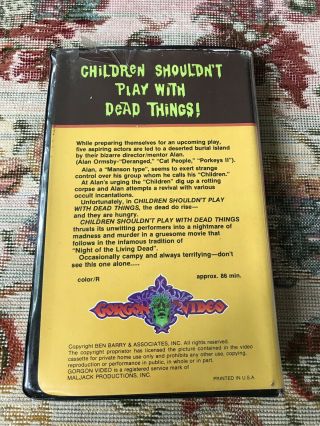 Children Shouldn’t Play with Dead Things VHS horror rare zombies Gorgon Video 2