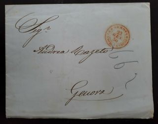 Rare 1850 Italy Folded Letter From Genova Periodico Bancario Sent Locally