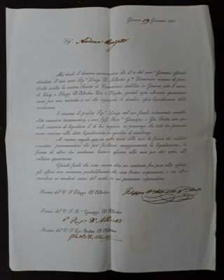 RARE 1850 Italy Folded Letter from Genova Periodico Bancario sent locally 4