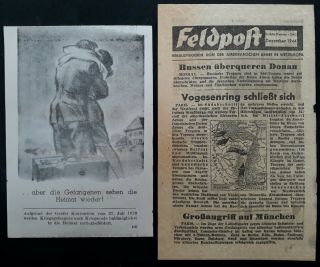 Very Rare 1929 - 44 Germany Feldpost Newspaper Articles