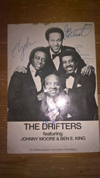 The Drifters - Rare Signed Photo Featuring Ben E King And Johnny Moore