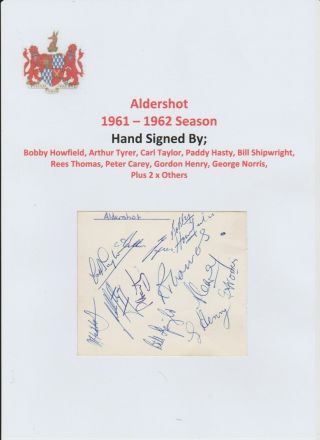 Aldershot 1961 - 1962 Season Rare Autographed Book Page 11 X Signatures