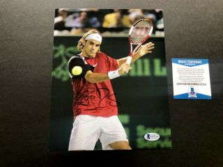 Roger Federer Rare Signed Autographed Tennis Star 8x10 Photo Beckett Bas