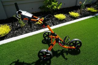 Rare Orange Clicgear Model 3.  0 3 Wheel Golf Push Cart - Best Cart In Golf