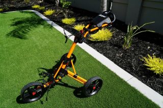 RARE Orange Clicgear Model 3.  0 3 Wheel Golf Push Cart - Best Cart in Golf 5