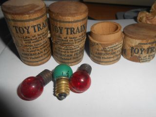 Very Rare American Flyer Wood Light Bulb Holders Boxes W Bulbs