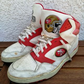 Vintage 90s Rare Starter San Francisco 49ers High Top Sneakers White Red K130