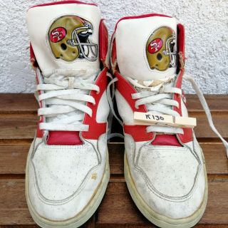 VINTAGE 90S RARE STARTER SAN FRANCISCO 49ERS HIGH TOP SNEAKERS WHITE RED K130 2