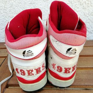 VINTAGE 90S RARE STARTER SAN FRANCISCO 49ERS HIGH TOP SNEAKERS WHITE RED K130 4