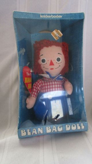 Vintage 1972 Mib Bean Bag Raggedy Andy Doll Knickerbocker Rare