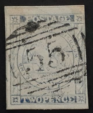 Rare 1851 - Nsw Australia 2d Dull Blue Imp Sydney Views Stamp Plate V