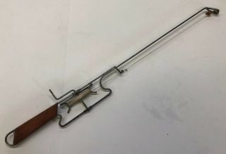 Rare Vintage Unique Wire Rod Ice Fishing Rod With Integrated Reel & Cork Bobber