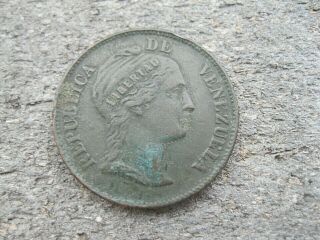 1862 Venezuela 1 Centavo Rare Copper Coin