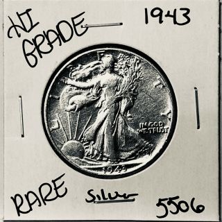 1943 Liberty Walking Silver Half Dollar Hi Grade U.  S.  Rare Coin 5506