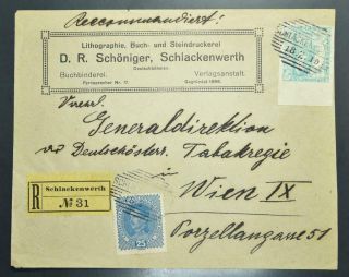 Austria In Czechoslovakia 1919 Rare Forerunner Com Reg Cover Schlackenwerth
